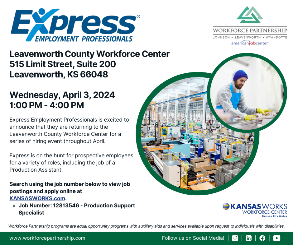 Express Employment Professionals hiring event on April 3rd!