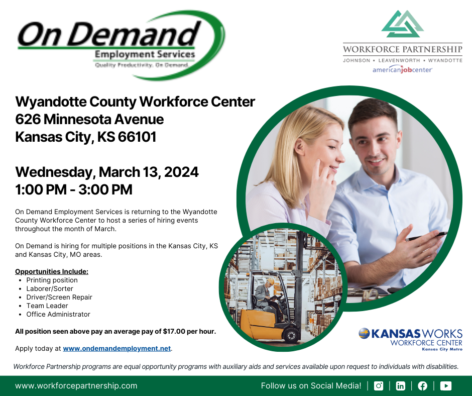 On Demand Employment Services hiring event on March 13th!