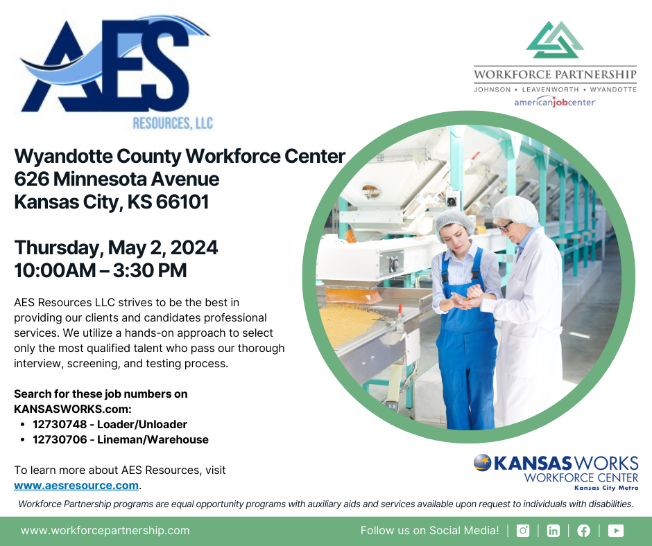 AES Resources hiring event on Thursday, May 2nd!