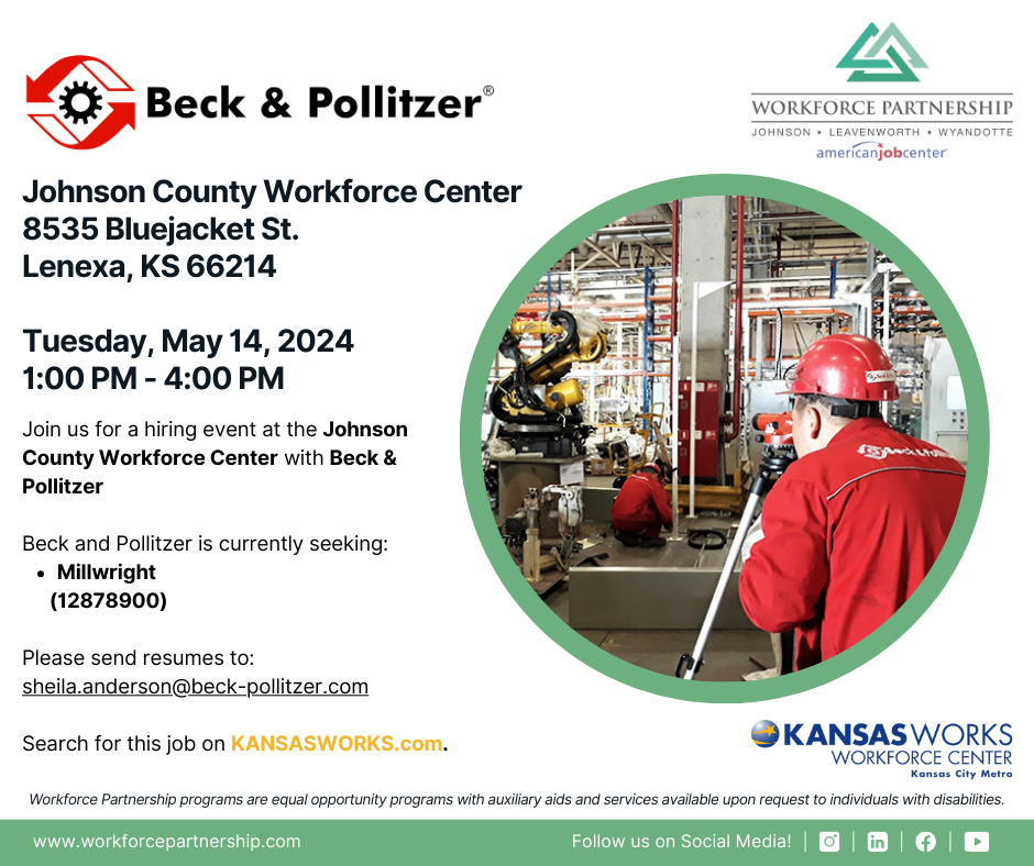 Beck and Pollitzer hiring event on Tuesday, May 14th!