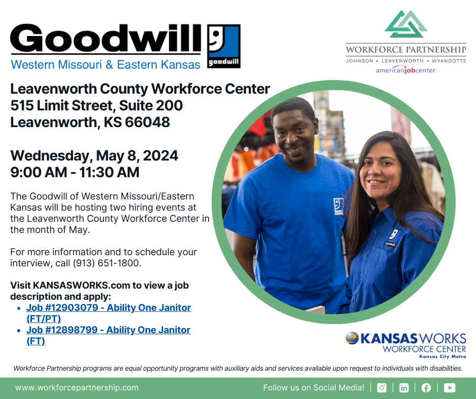 Goodwill hiring event on Wednesday, May 8th!
