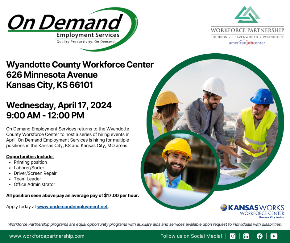 On Demand Employment Professionals hiring event on Wednesday, April 17th!