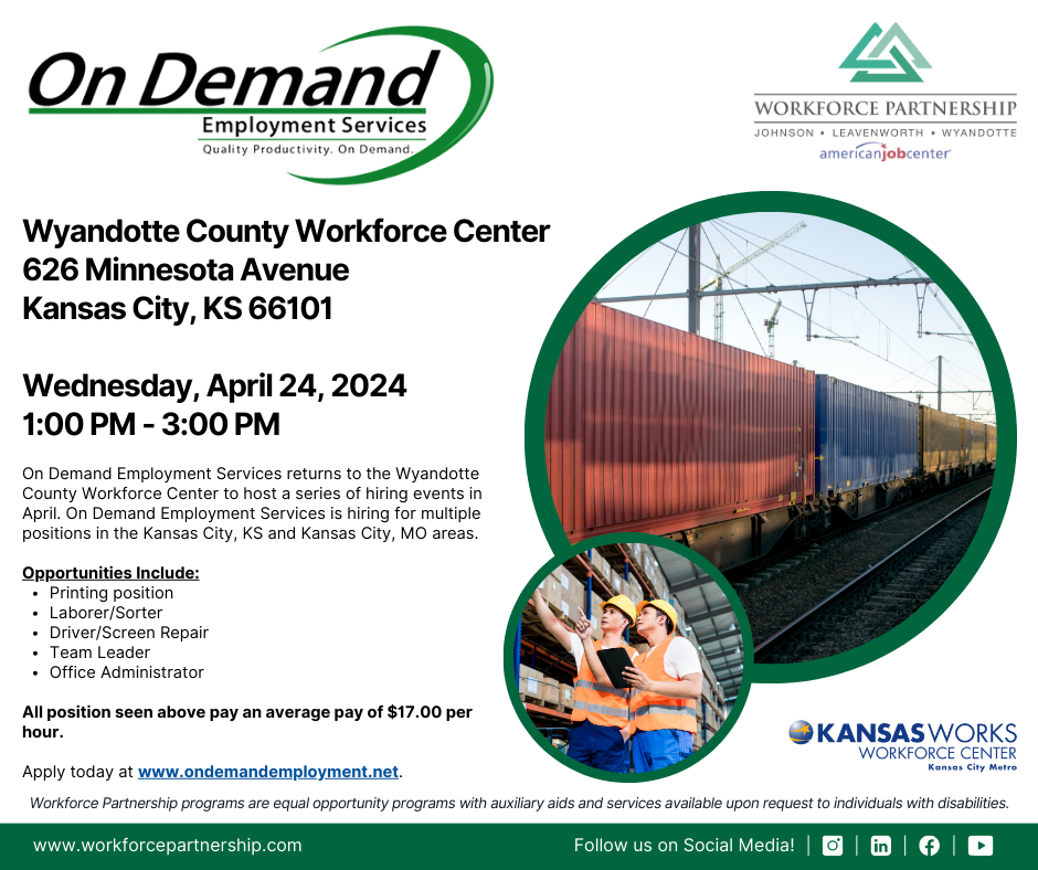 On Demand Employment Services hiring event on Tuesday, April 24th!