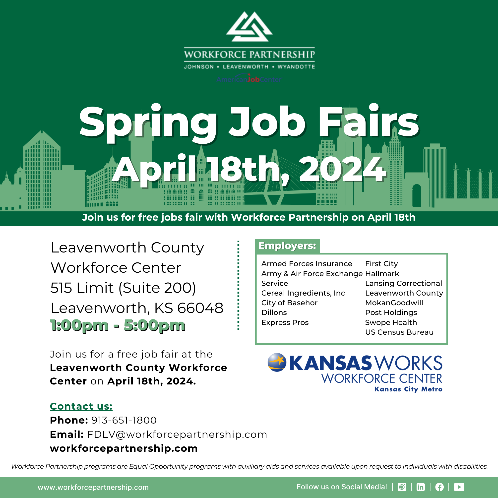 Spring Job Fair at the Leavenworth County Workforce Center!