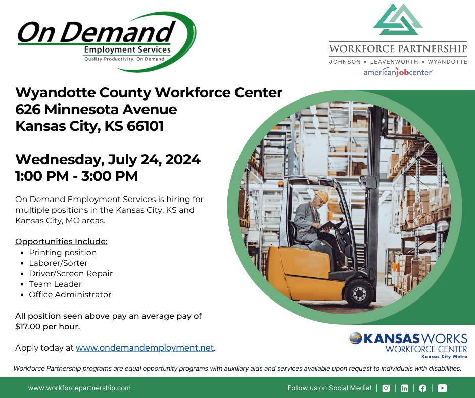 Apply now and interview with On Demand Employment Services hiring managers on Wednesday, July 24th!