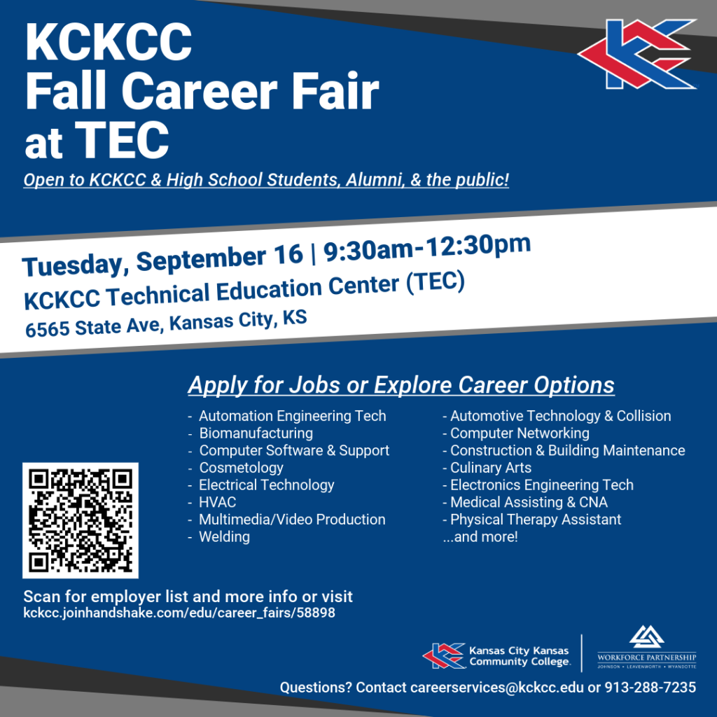 KCKCC Fall Career Fair on September 16th!