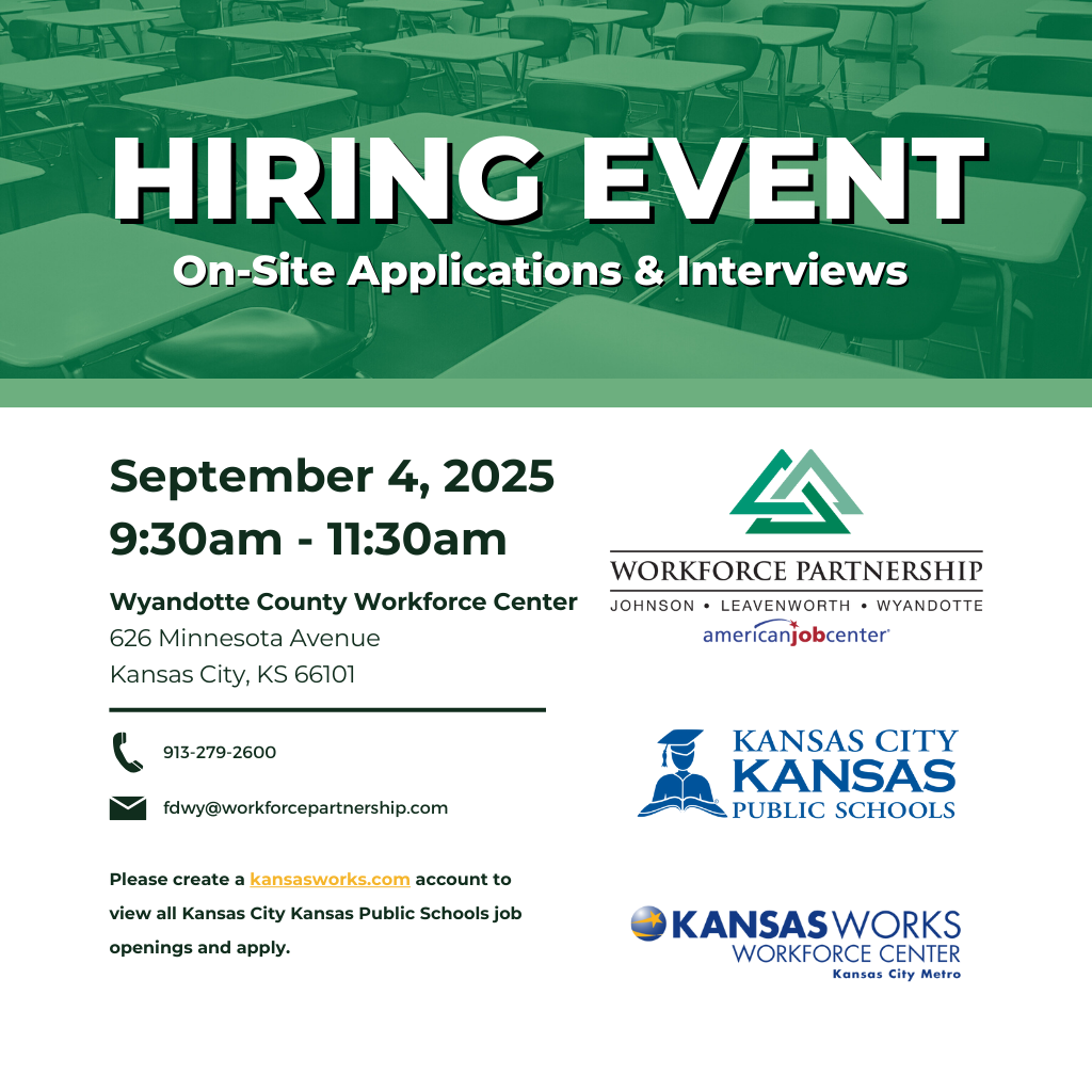 Kansas City Kansas Public Schools hiring event in September!