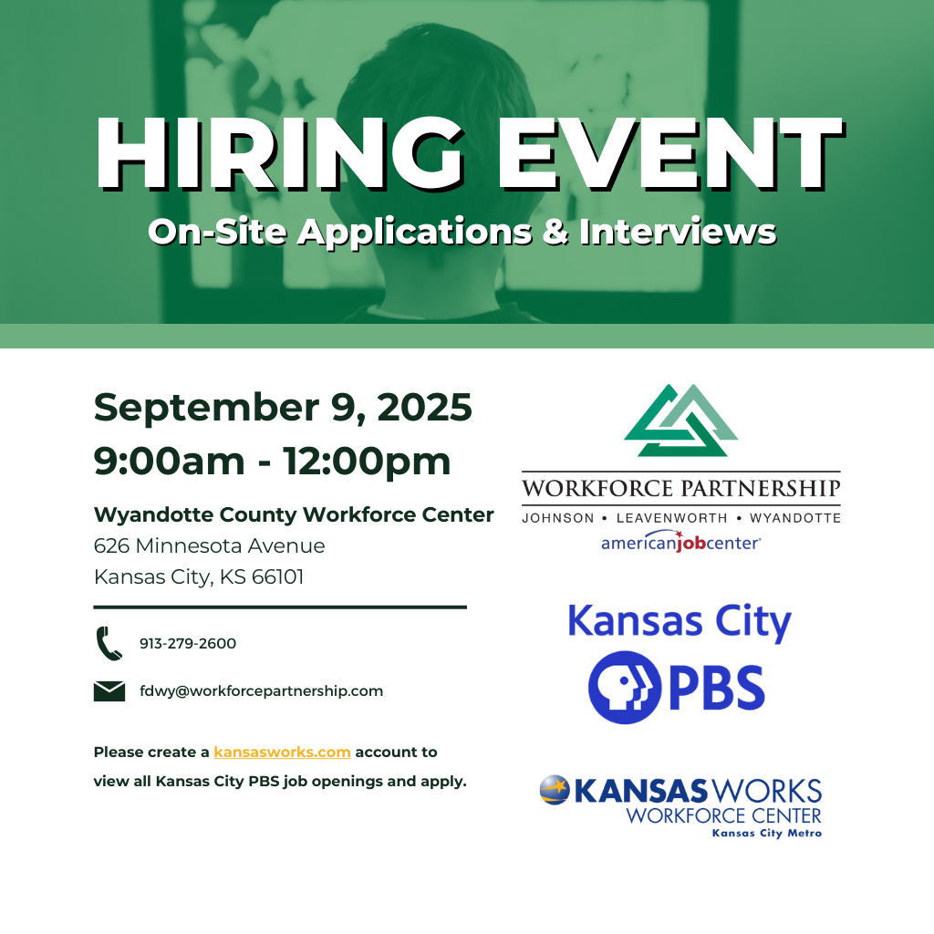 Kansas City PBS hiring event on September 9th!