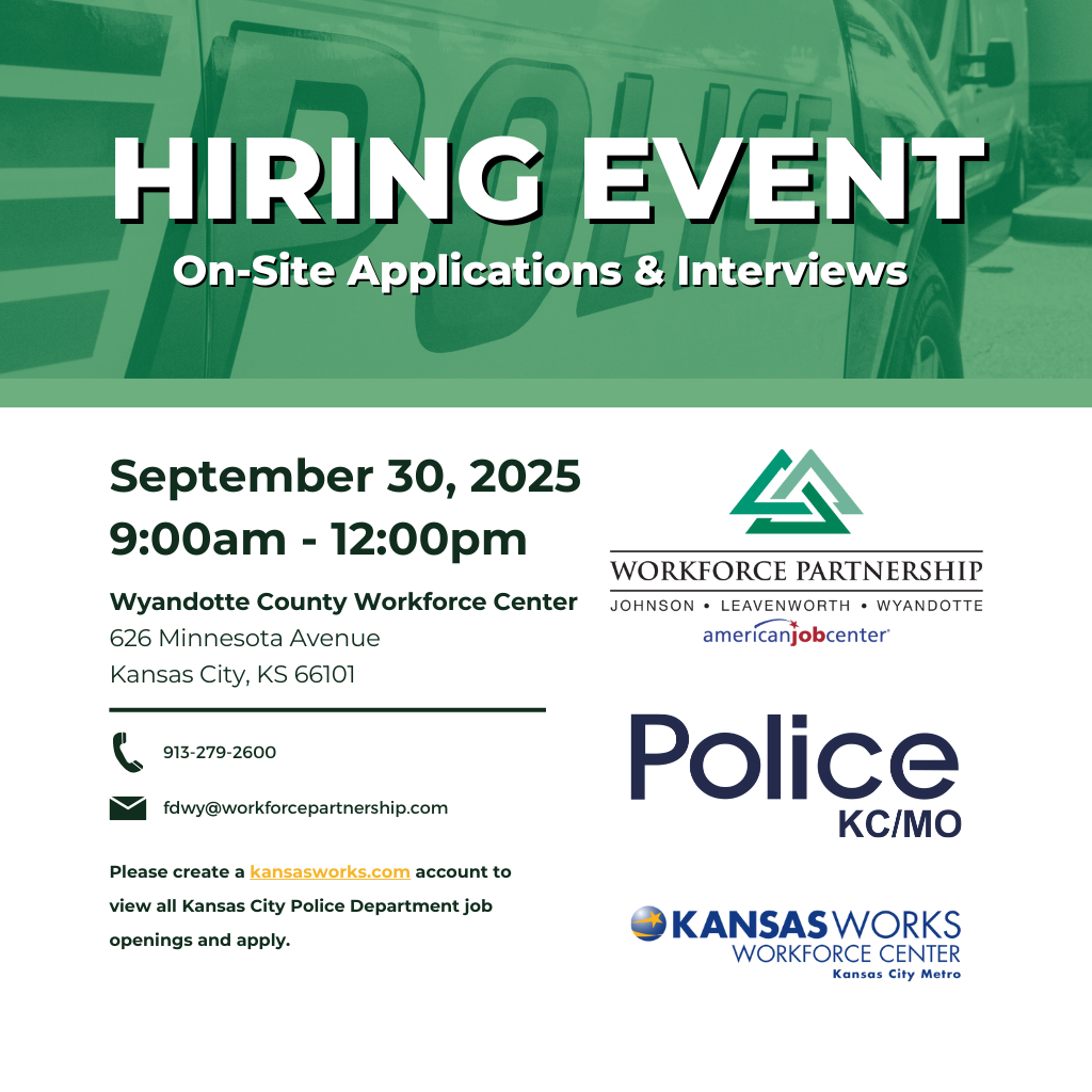 Kansas City Police Department hiring event on Tuesday, September 30th!