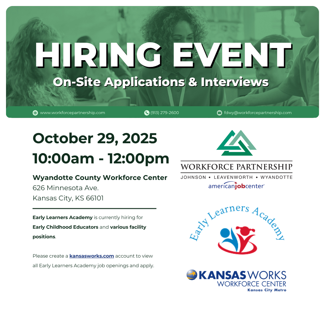 Early Learners Academy hiring event on October 29th!