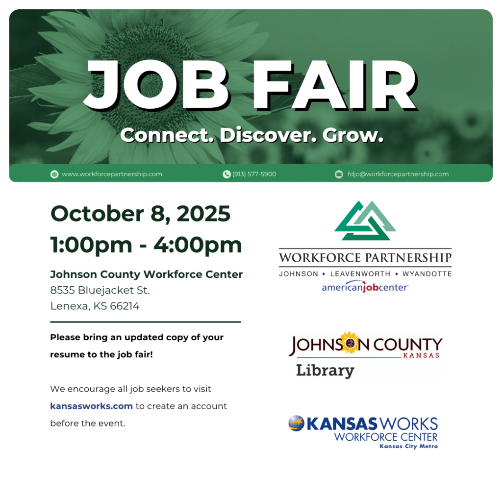 Johnson County Library Job Fair on October 8th!