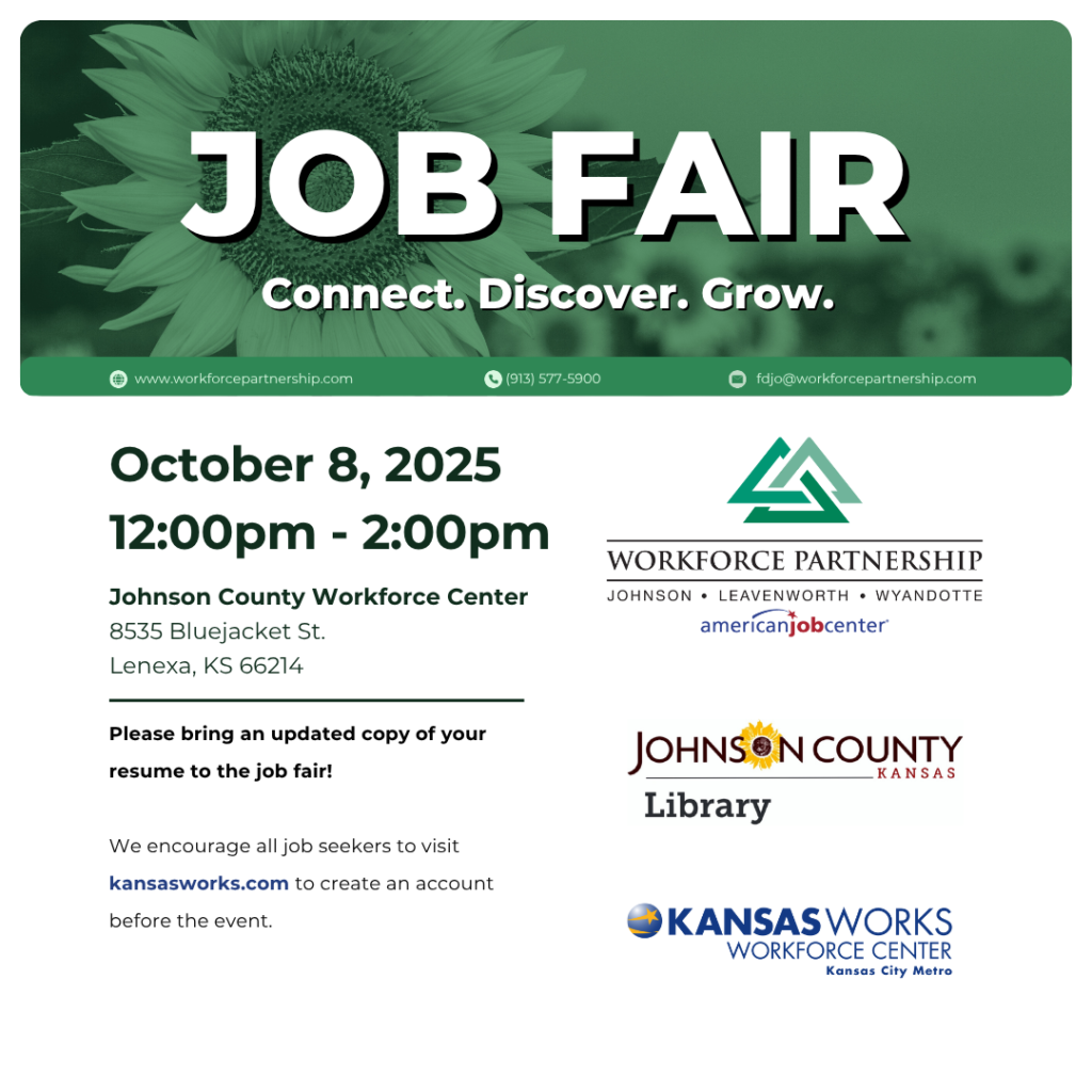 Johnson County Library Job Fair on October 8th!