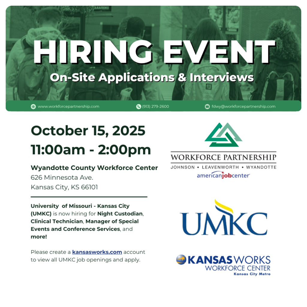 UMKC hiring event on October 15th!