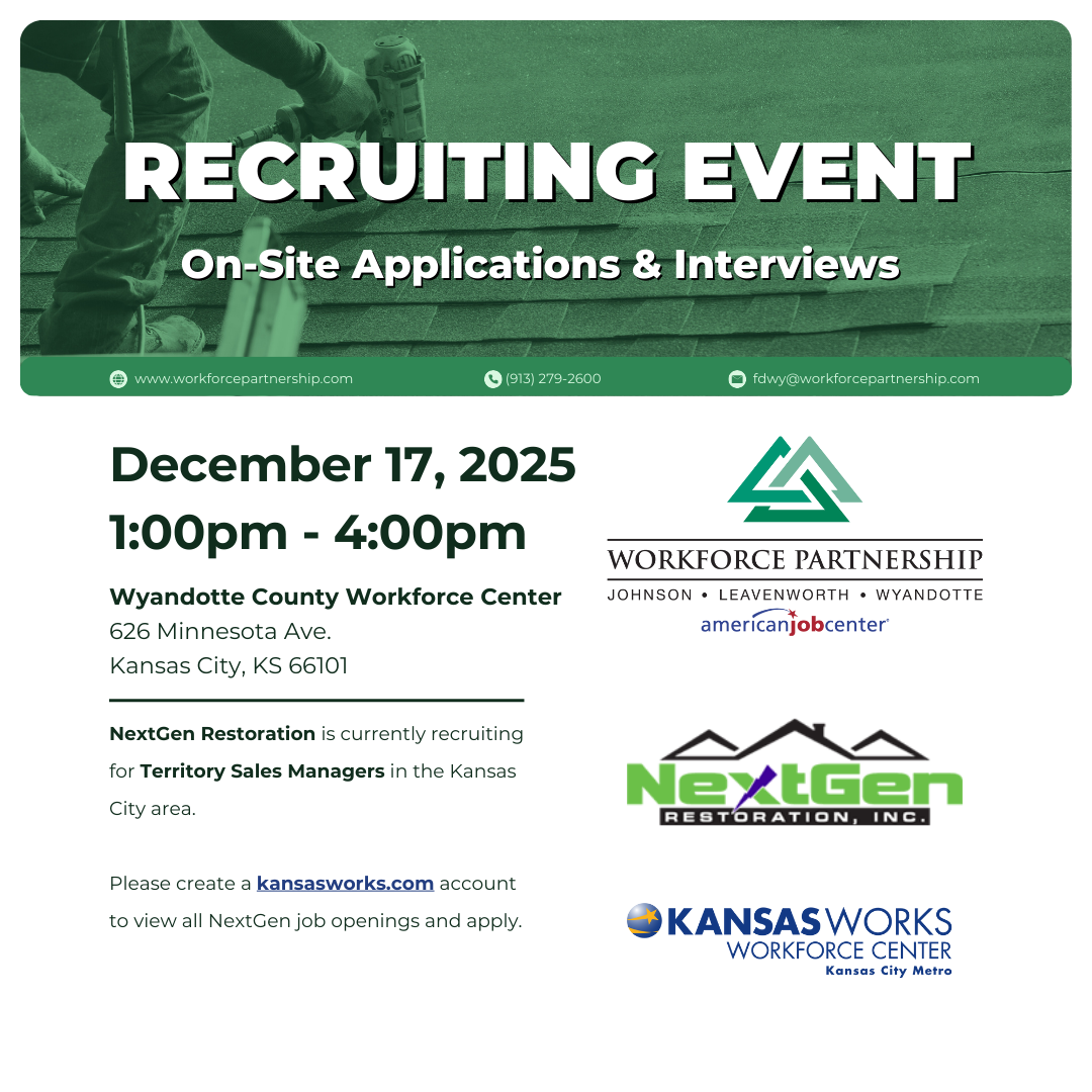 NextGen Restoration hiring event on Wednesday, December 17th!