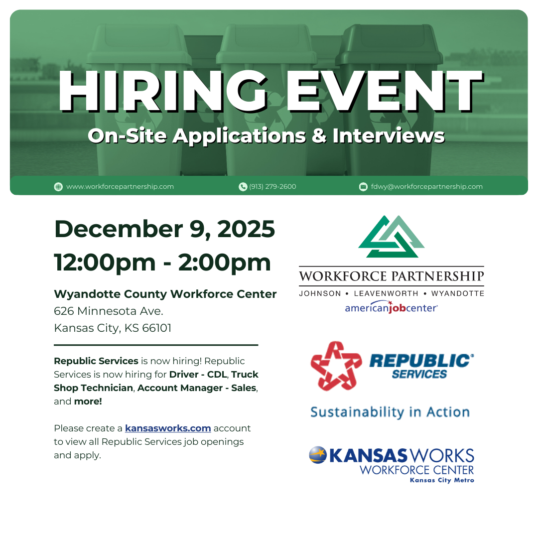 Republic Services hiring event on Tuesday, December 9th!