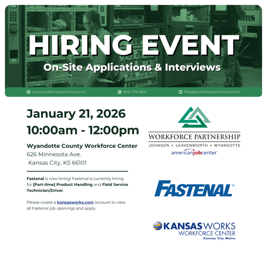 Fastenal hiring event on Wednesday, January 21st!