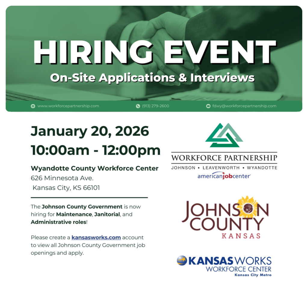 Johnson County Government hiring event on Tuesday, January 20th!