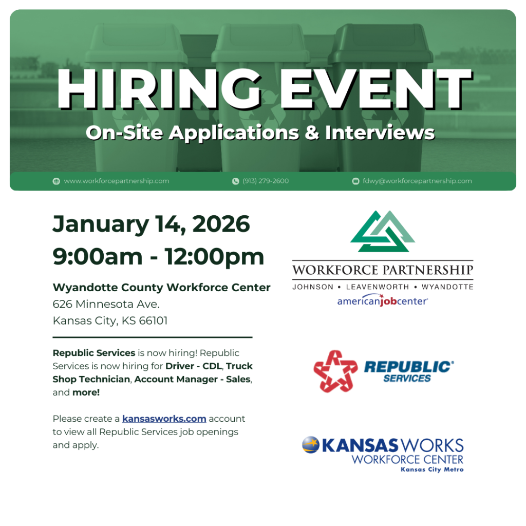 Republic Services hiring event on Wednesday, January 14th!