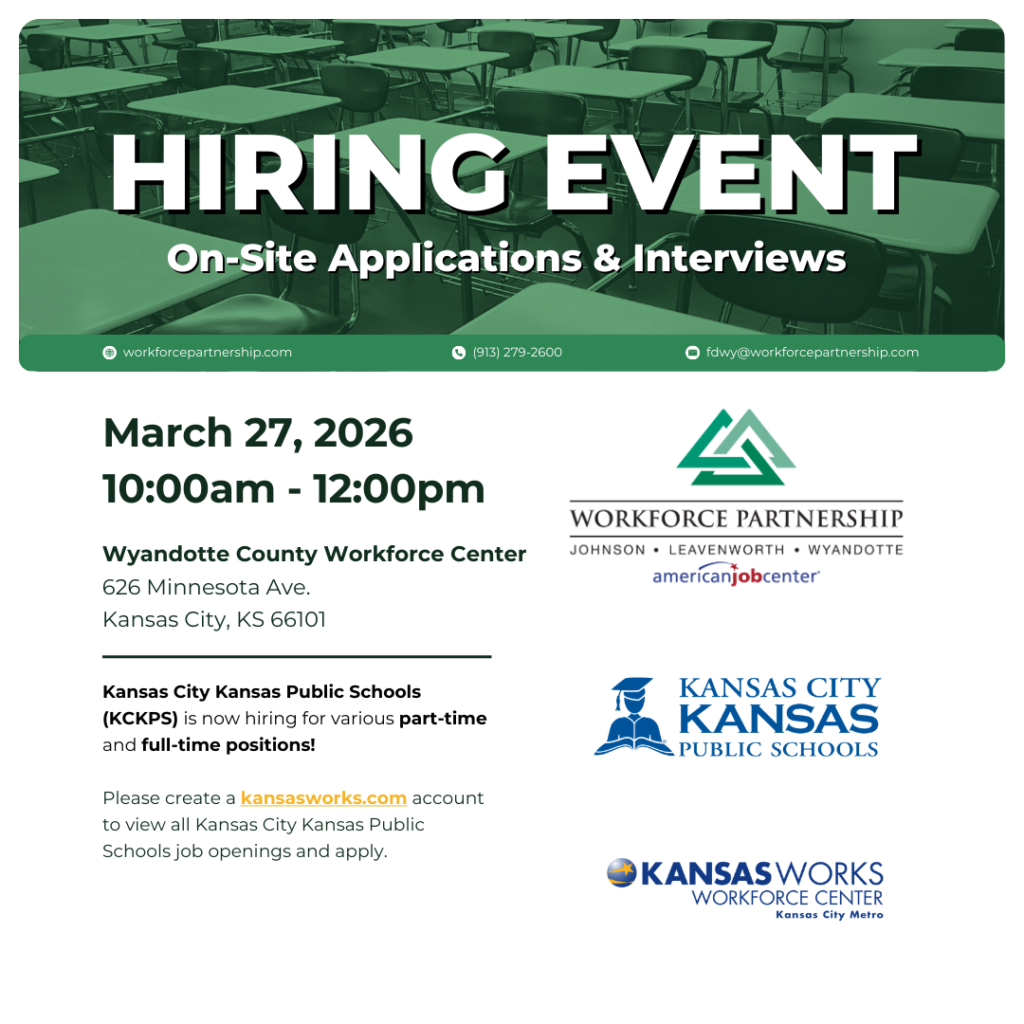Kansas City Kansas USD 500 hiring event on Friday, March 27th!