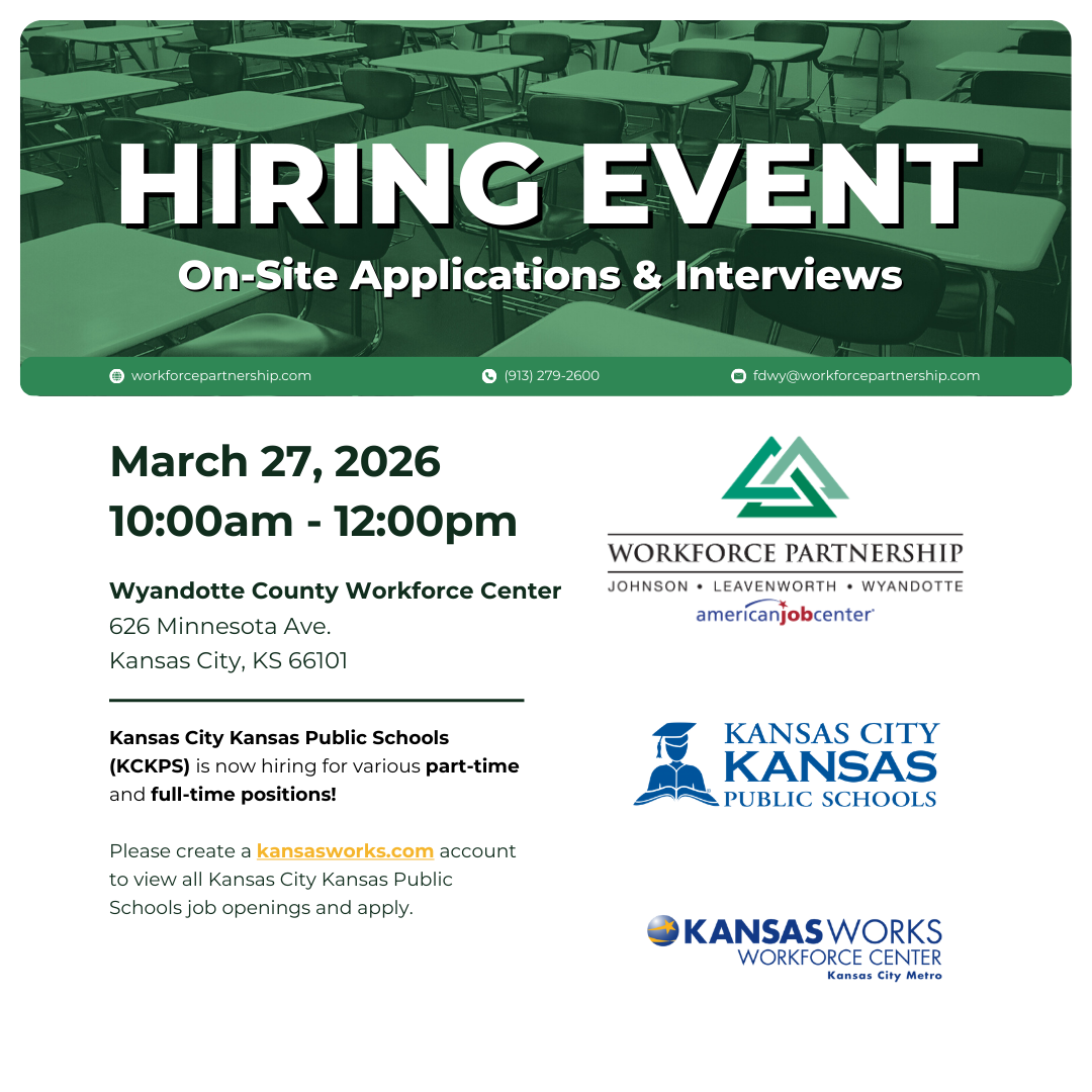 Kansas City Kansas USD 500 hiring event on Friday, March 27th!