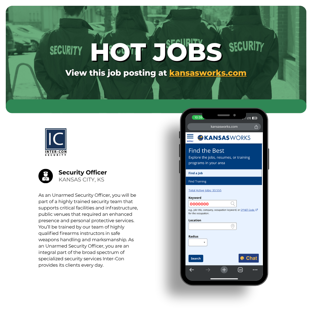 Inter-Con Security is holding a weekly hiring event at the Wyandotte County Workforce Center throughout the month of October!