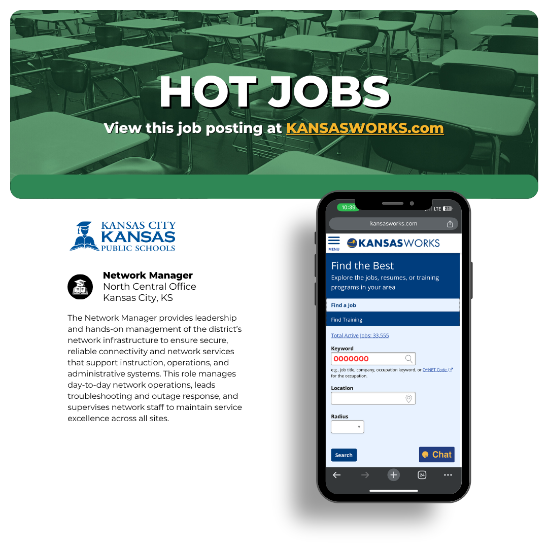 Kansas City Unified School District 500 is holding a hiring event at the Wyandotte County Workforce Center on Friday, October 30.